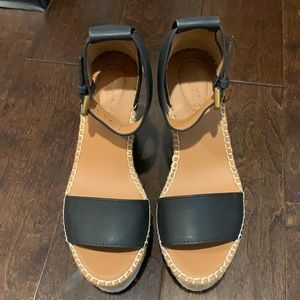 See by Chloe Glyn Black Wedge Sandal Size 8 New